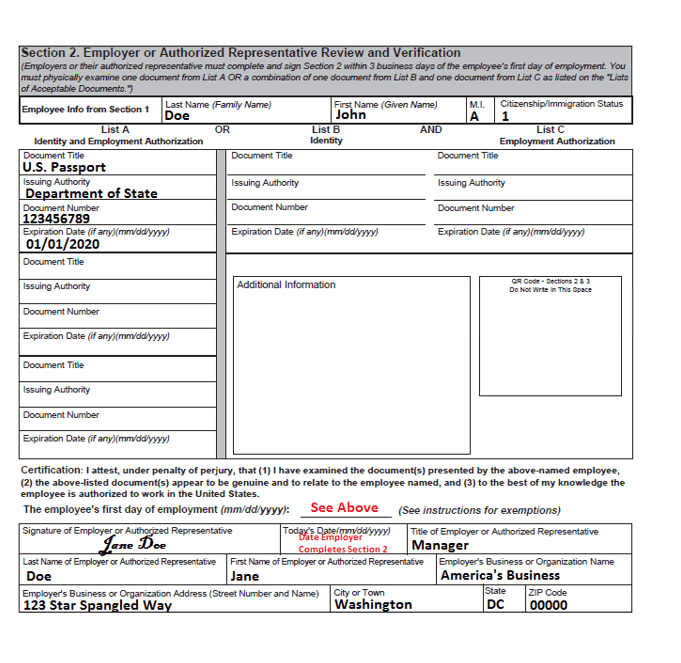 Lesson 7 Sample of Employer Forms I9 and W4 ES Academy